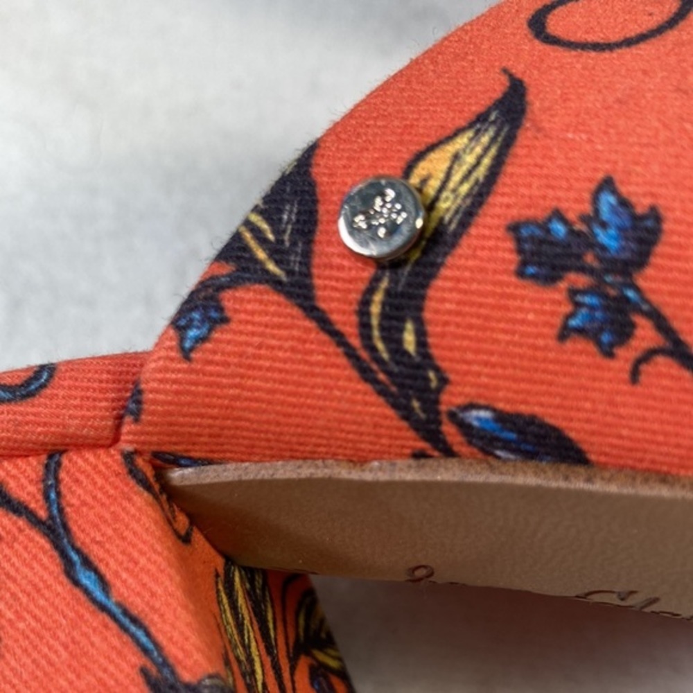 Sam Edelman Orange Floral Stanley Block Heel Sandals - Picture 9 of 9